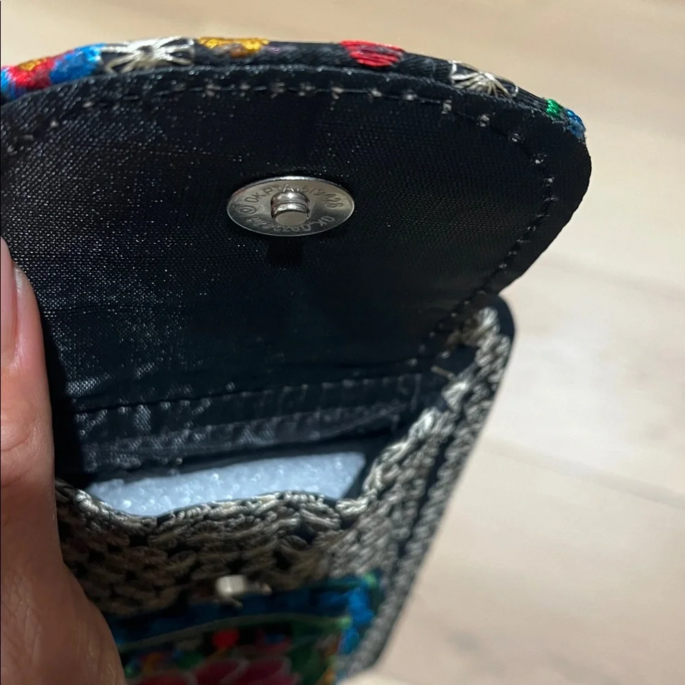 Floral Embroidered Crossbody Bag - Black and Multicolor